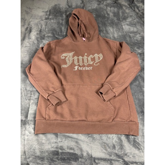 Juicy Couture x Forever 21 Tops - Juicy Couture Forever 21 Brown Rhinestone Hoodie Pullover Y2K Size S 5483‎